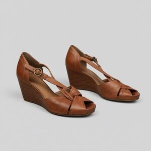 Anthropologie • Sienna Leather Wedge Sandals